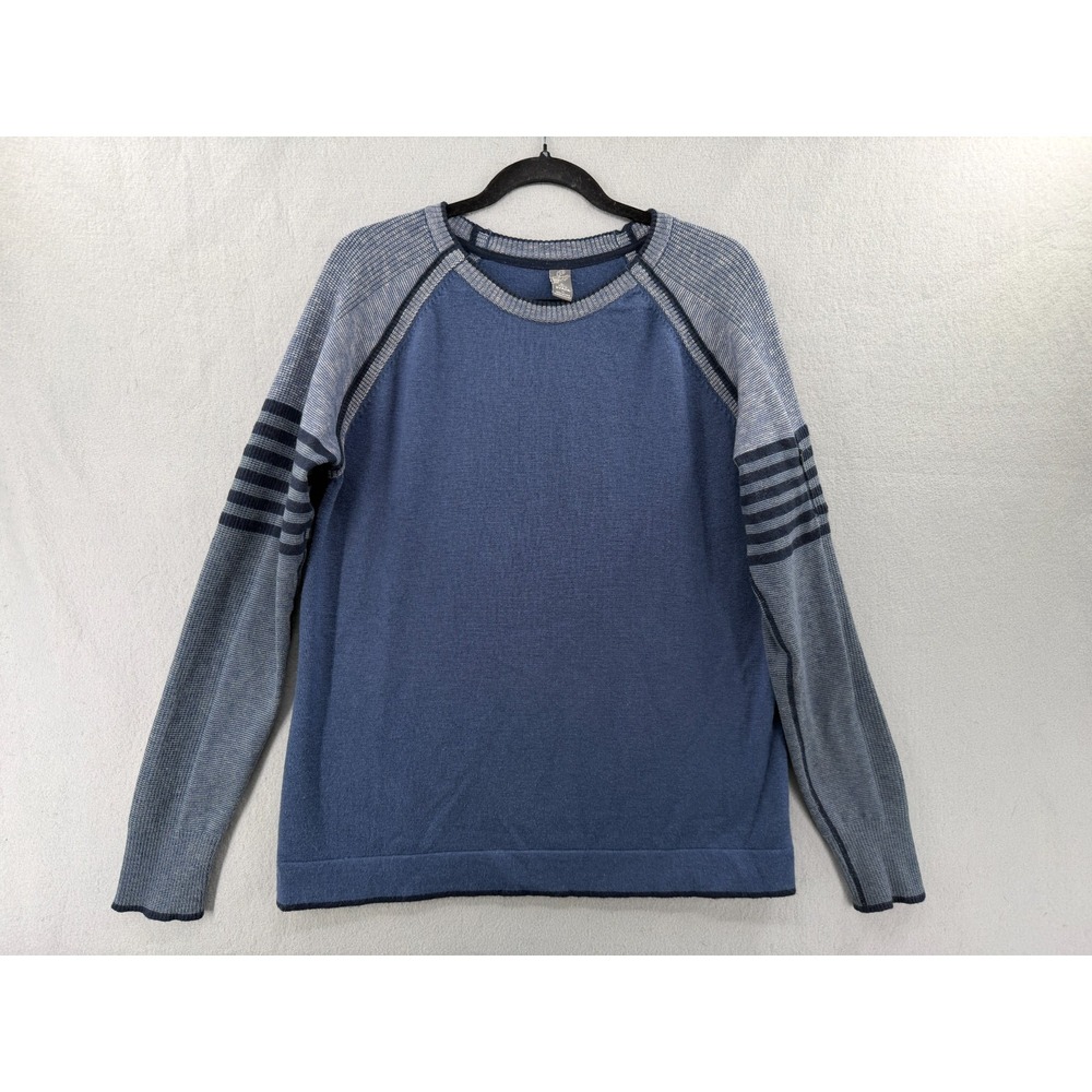 Prana Cadot Sweater Womens XL Blue Wool Blend Technical Gorpcore Hiking Pocket